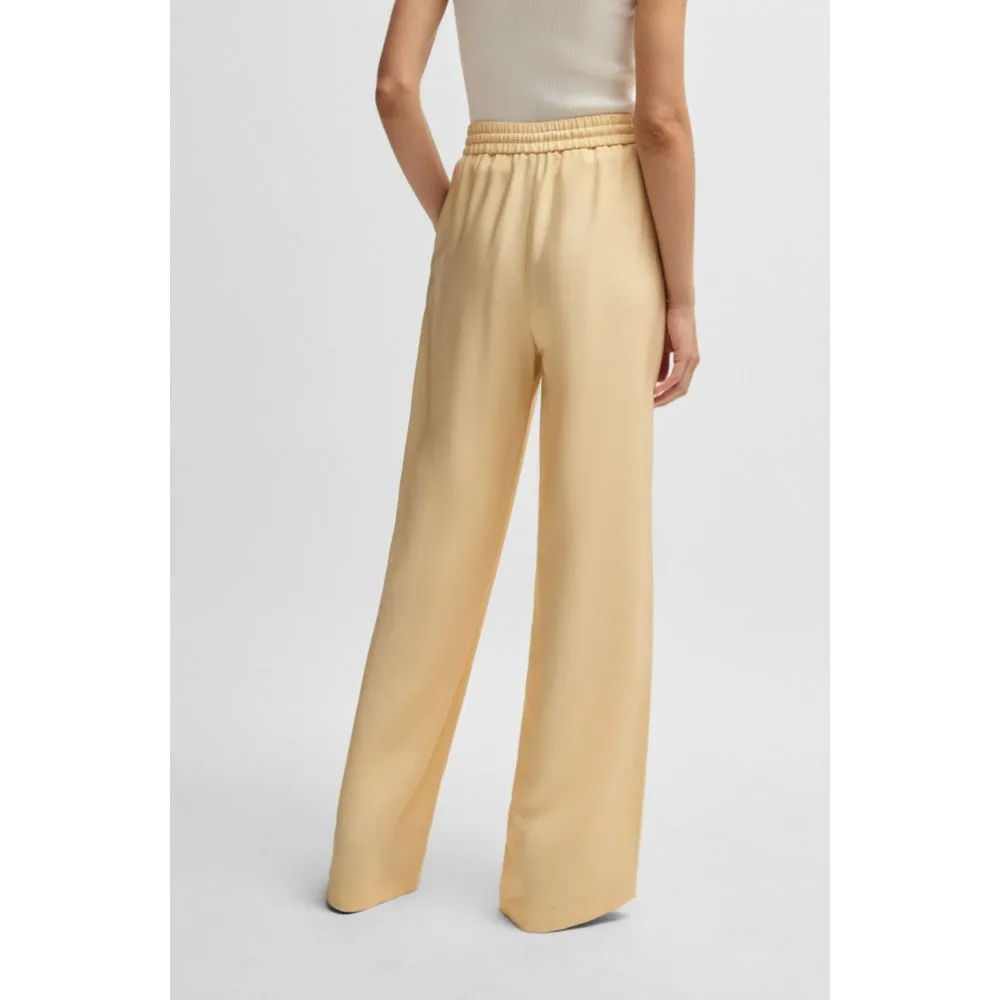 Wide-leg drawcord trousers in soft twill