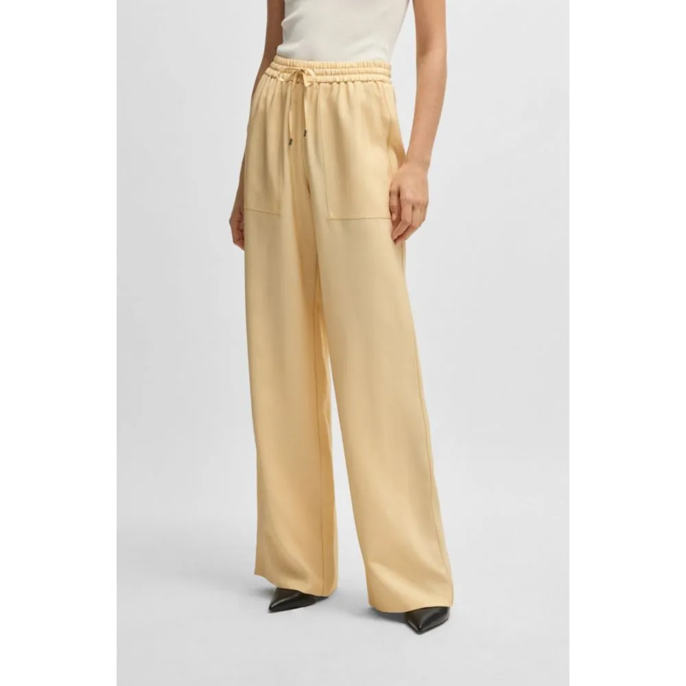 Wide-leg drawcord trousers in soft twill