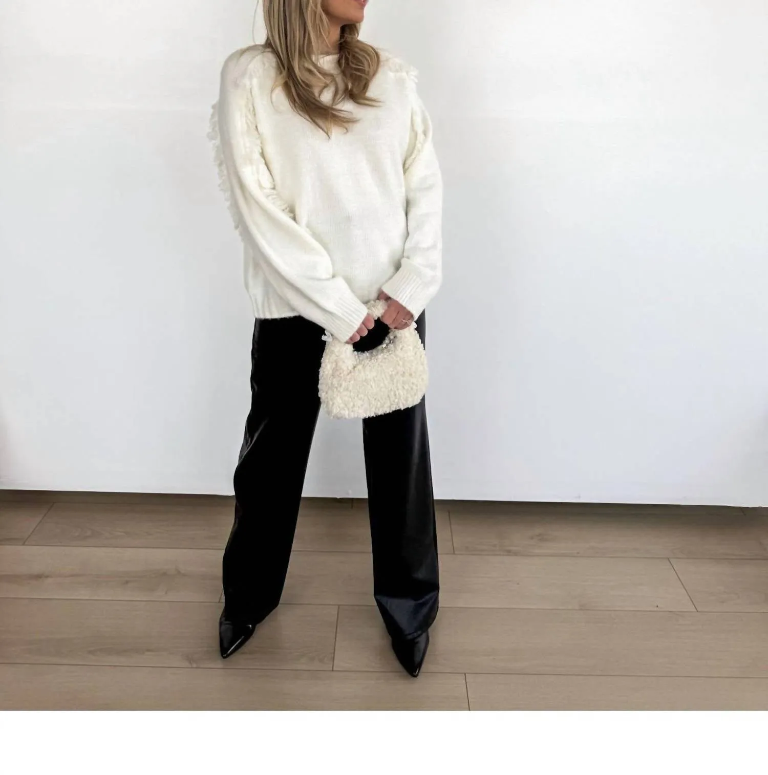 Willow Fringe Sweater In Soft Ivory