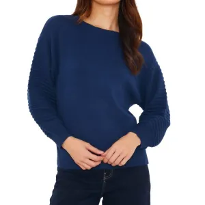 Wispr Textured Balloon Sleeve Crew Sweater In Hello Sailor