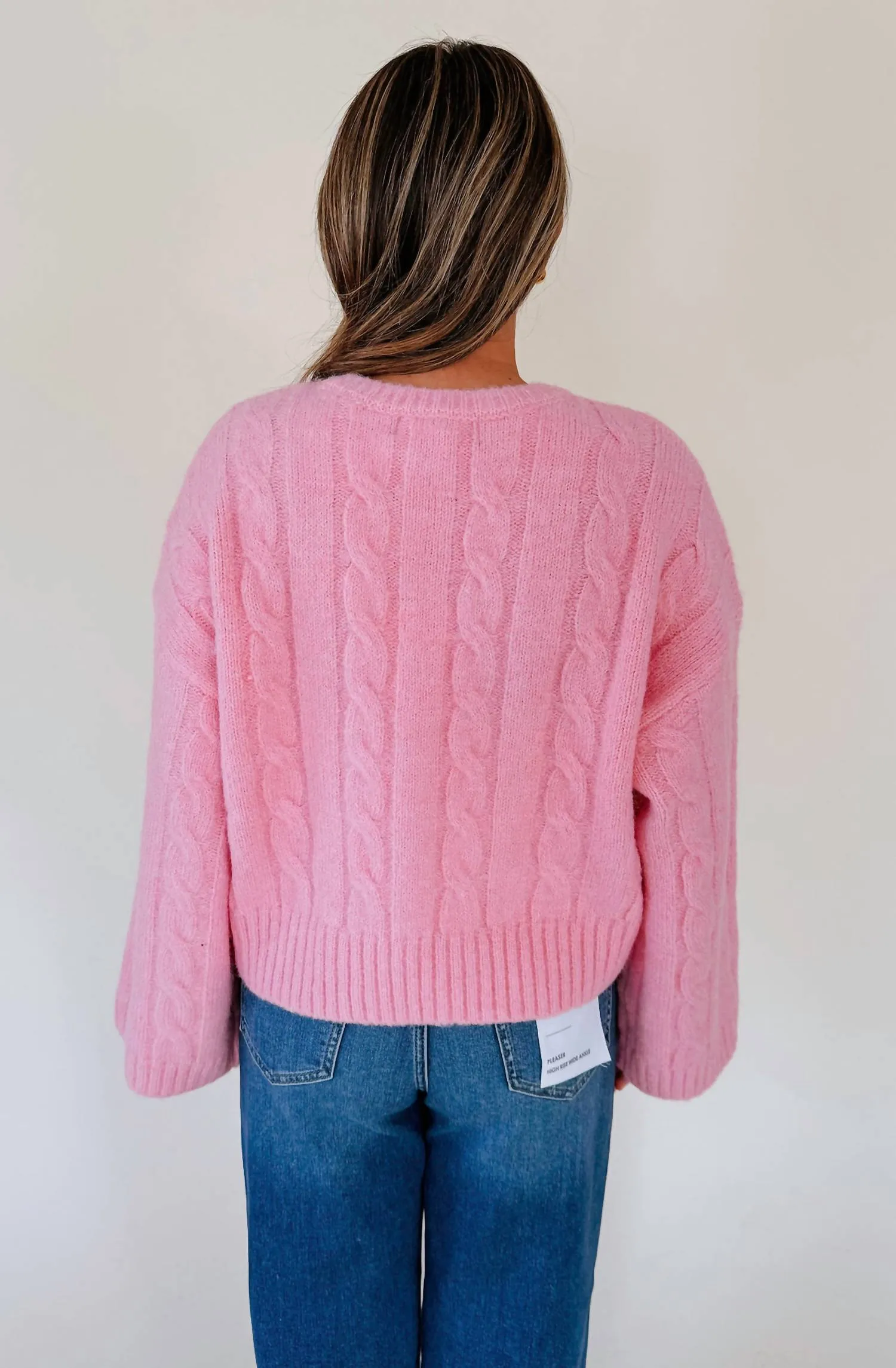 Women's Cable Knit Sweater In Pink