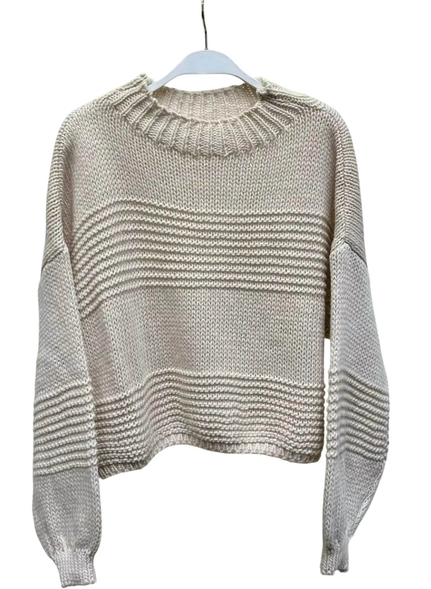 Women's Cropped Mock Neck Chunky Sweater In Oatmeal