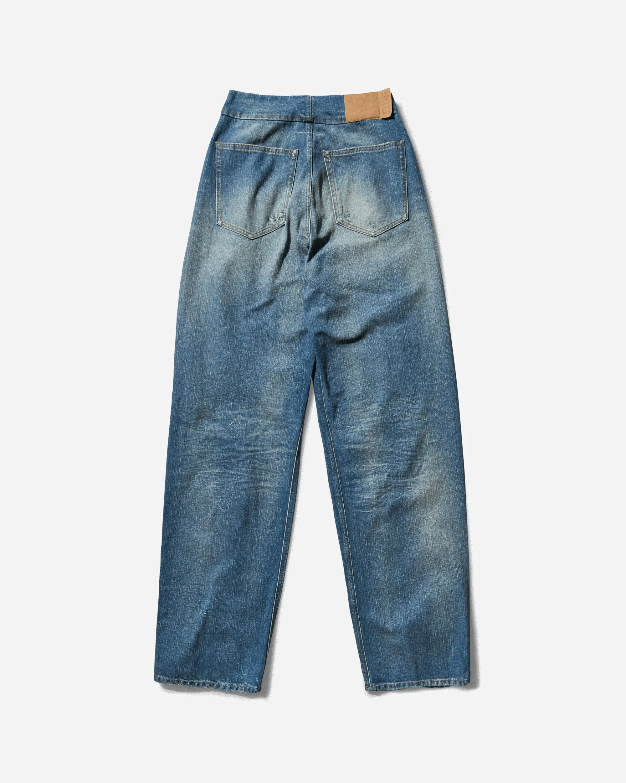 Women's Loose-Fit Distressed Denim Trousers Medium Blue