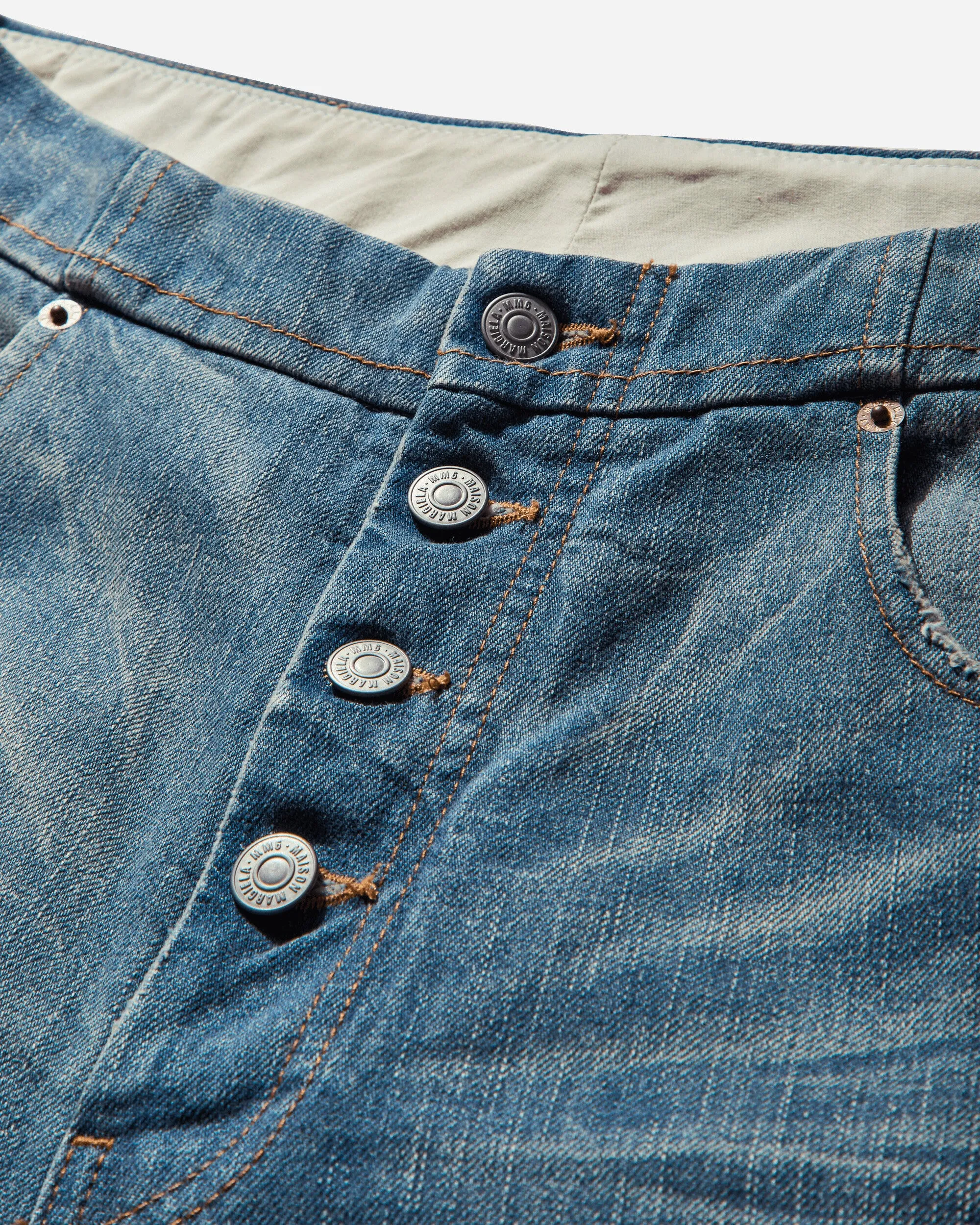 Women's Loose-Fit Distressed Denim Trousers Medium Blue