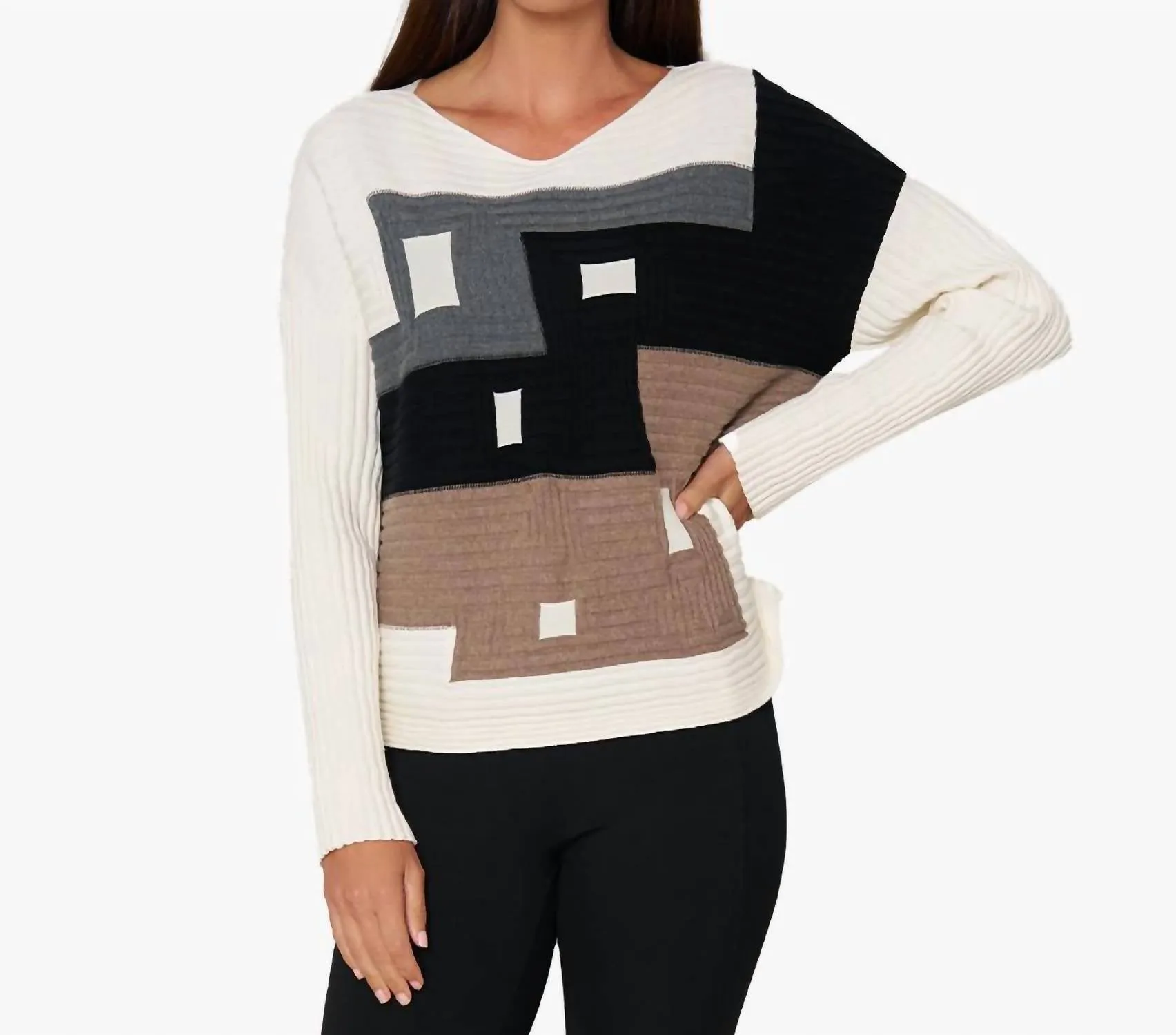 Women's Spotlight Sweater In Ivory Color Block