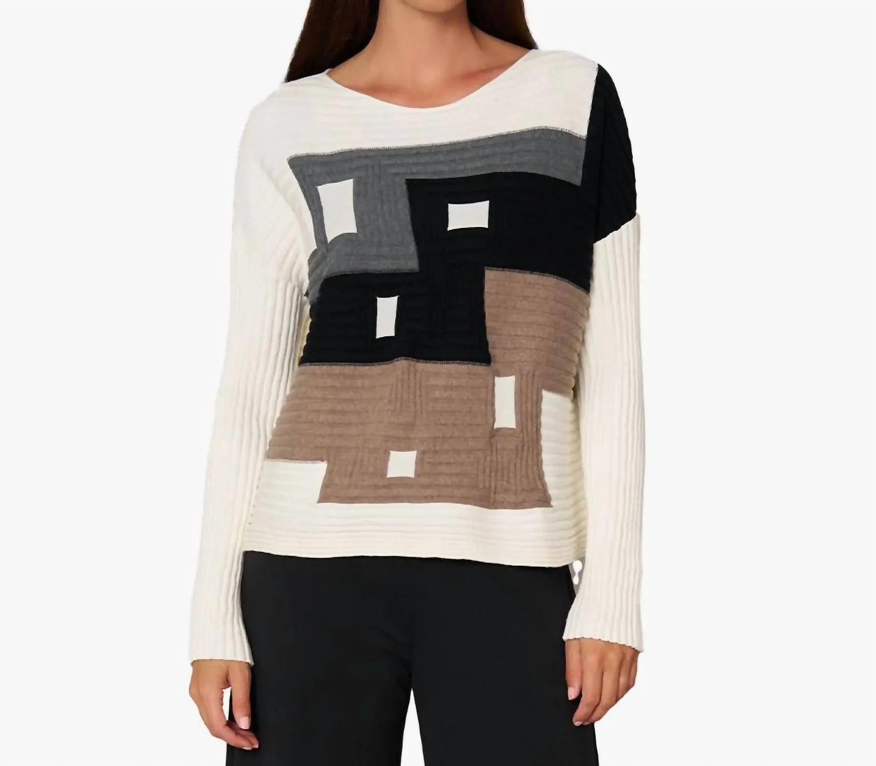 Women's Spotlight Sweater In Ivory Color Block