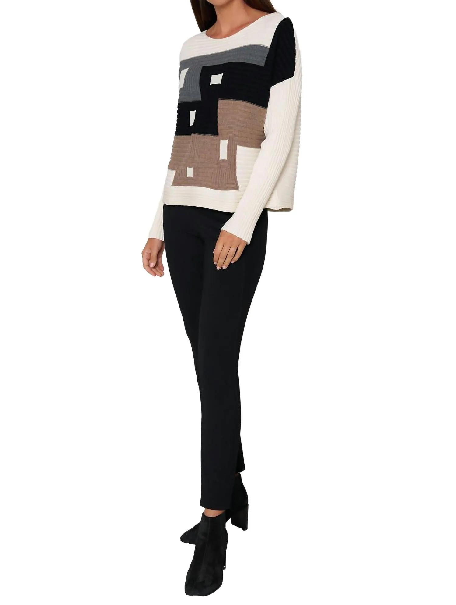 Women's Spotlight Sweater In Ivory Color Block