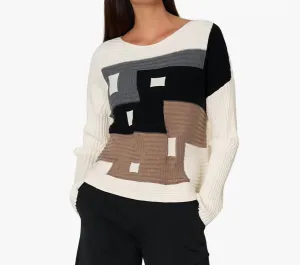 Women's Spotlight Sweater In Ivory Color Block