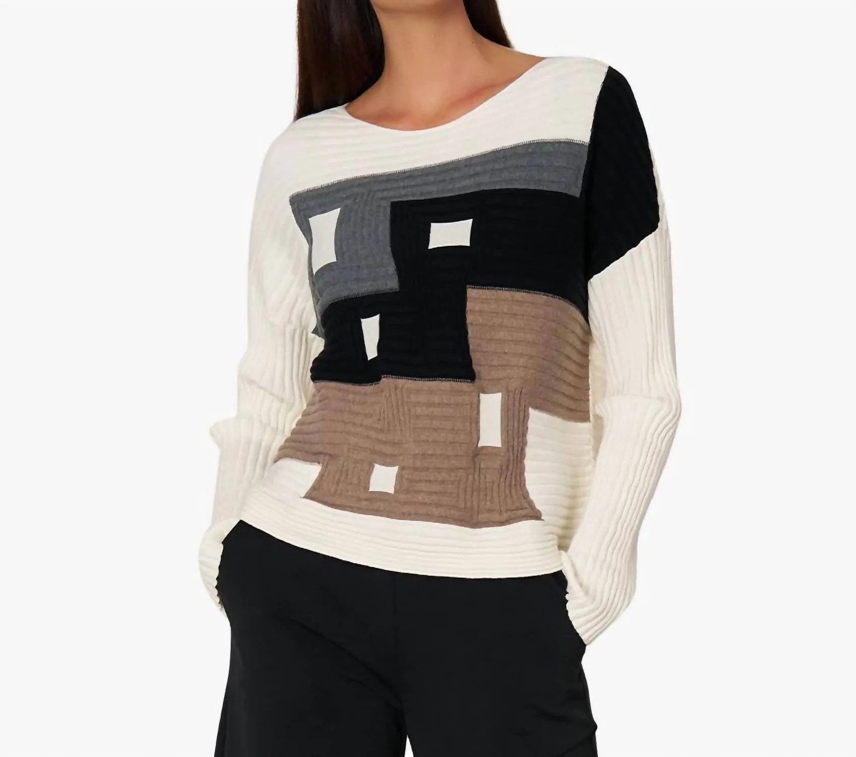 Women's Spotlight Sweater In Ivory Color Block