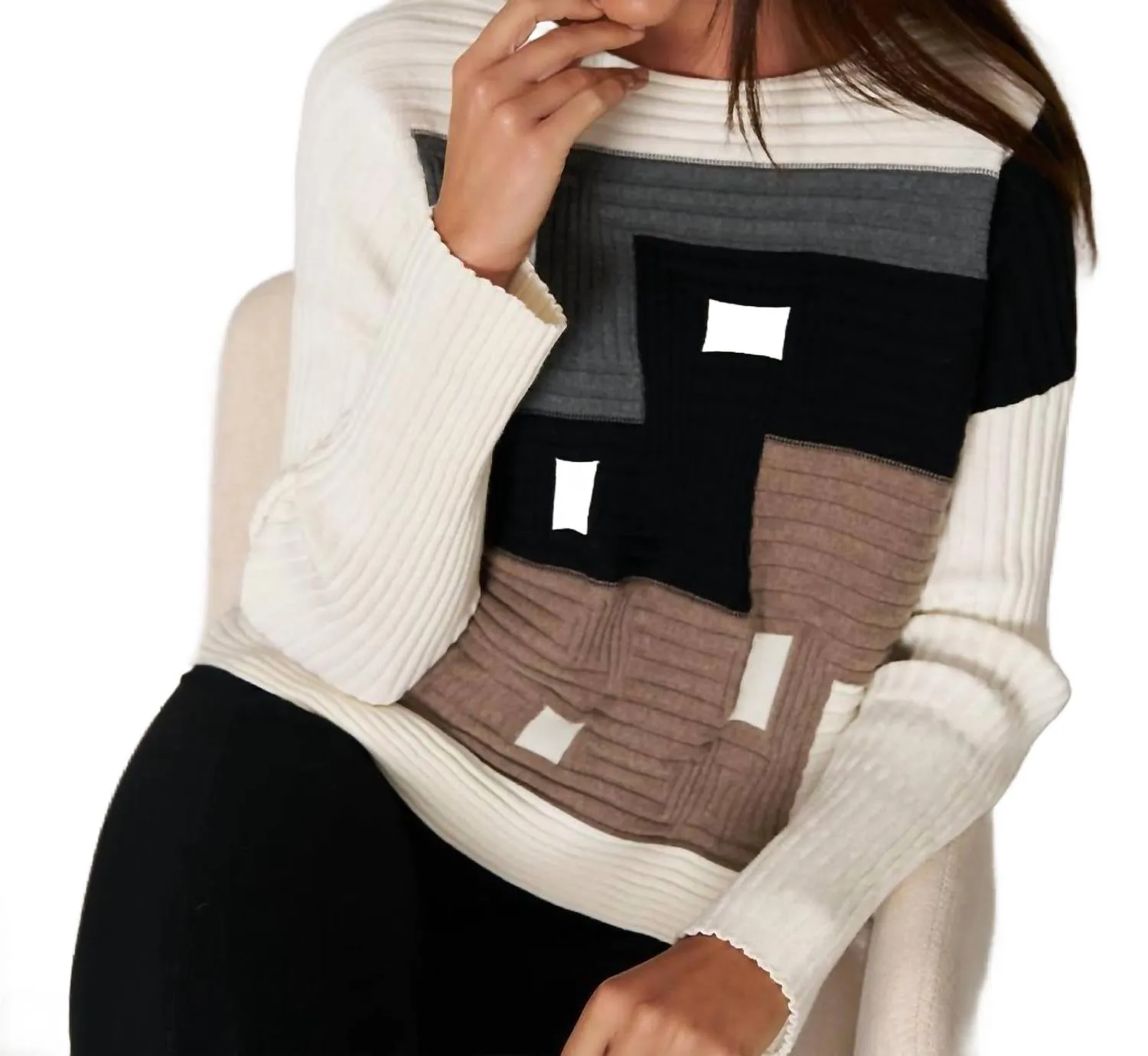 Women's Spotlight Sweater In Ivory Color Block