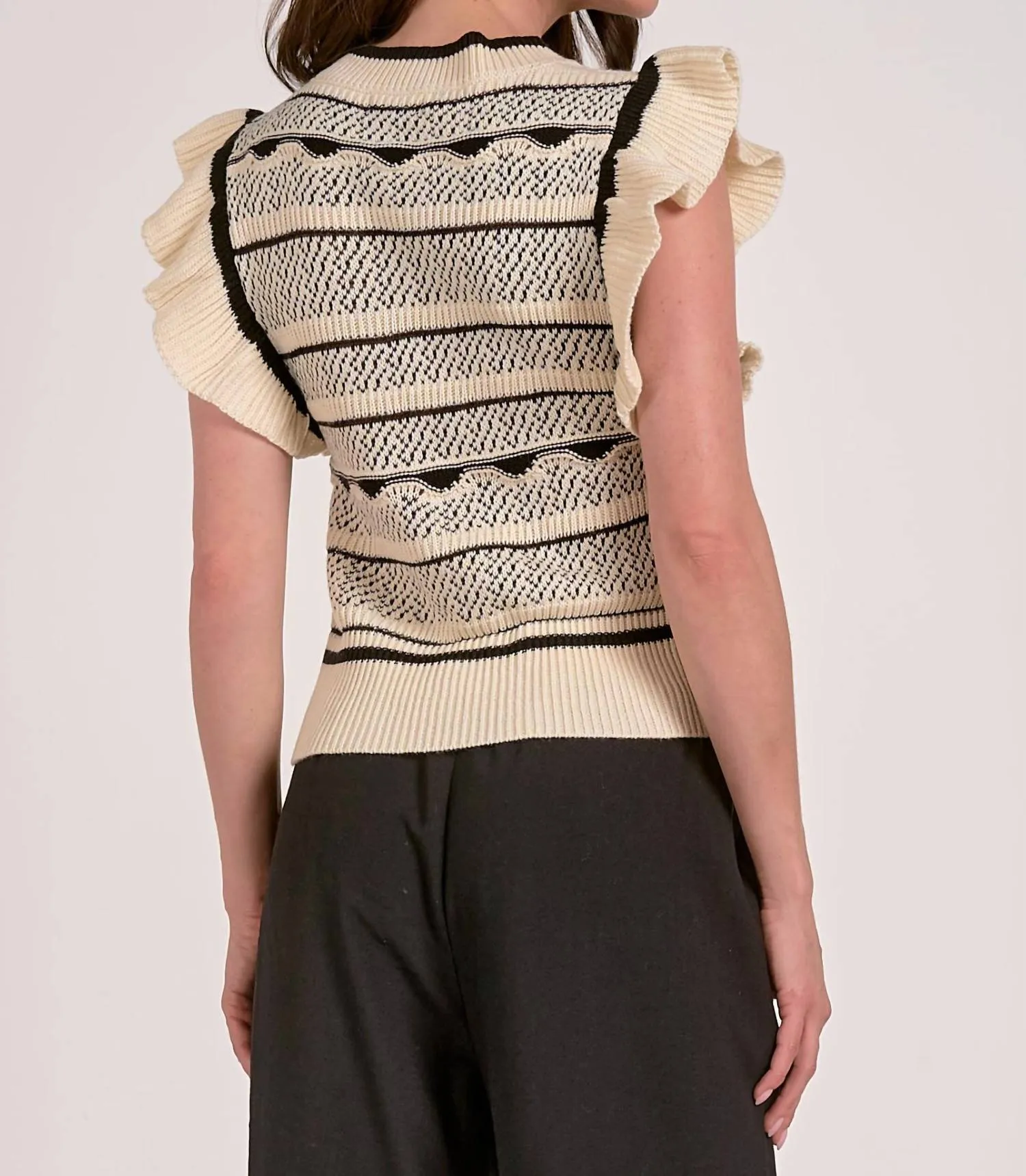 Zaza Sweater In Off White/black
