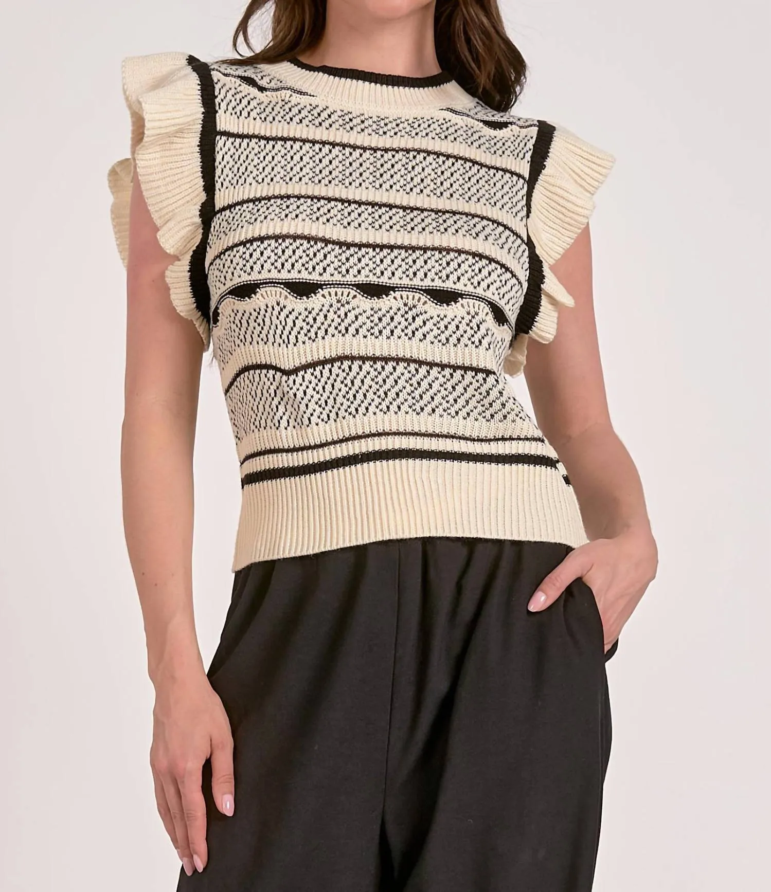 Zaza Sweater In Off White/black