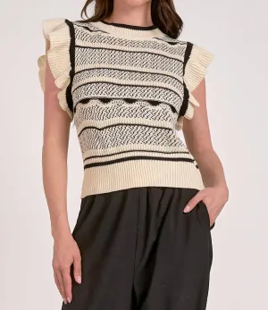 Zaza Sweater In Off White/black